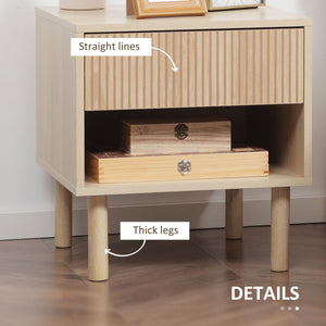 Set of 2 Bedroom Nightstands, Side Table with Storage Shelf and Drawer for Living Room, Bedroom – view 6