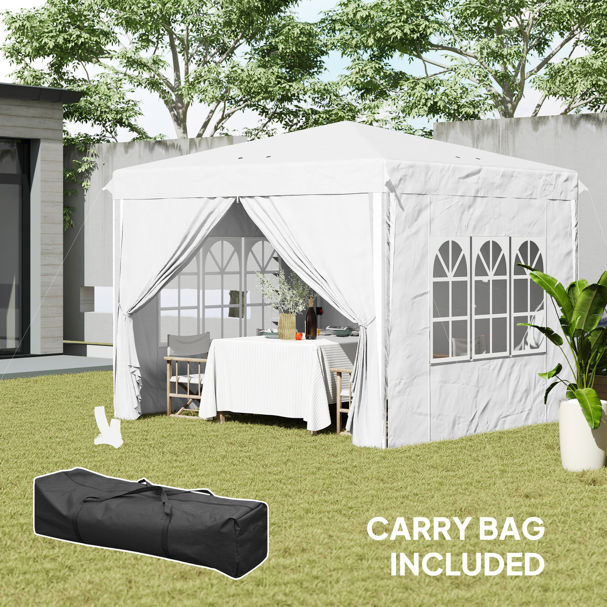 10' x 10' Pop-Up Canopy Tent with Sidewalls, Height-Adjustable, Carry Bag Included, for Outdoor, Garden – view 13