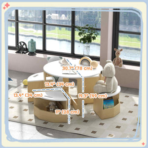Qaba 5 Piece Kids Table and Chair Set with Storage for Kids Room