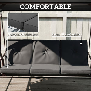 Convertible Patio Swing Bed with Canopy and Cushions, 3 Seater Porch Swing for Outdoor, Backyard, Garden – view 13
