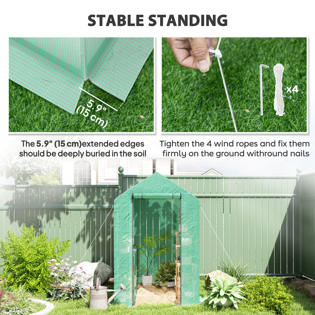 73" x 47" x 75" Walk-in Greenhouse Outdoor Portable Plant Flower Growth Warm House Garden Tunnel Shed – view 12