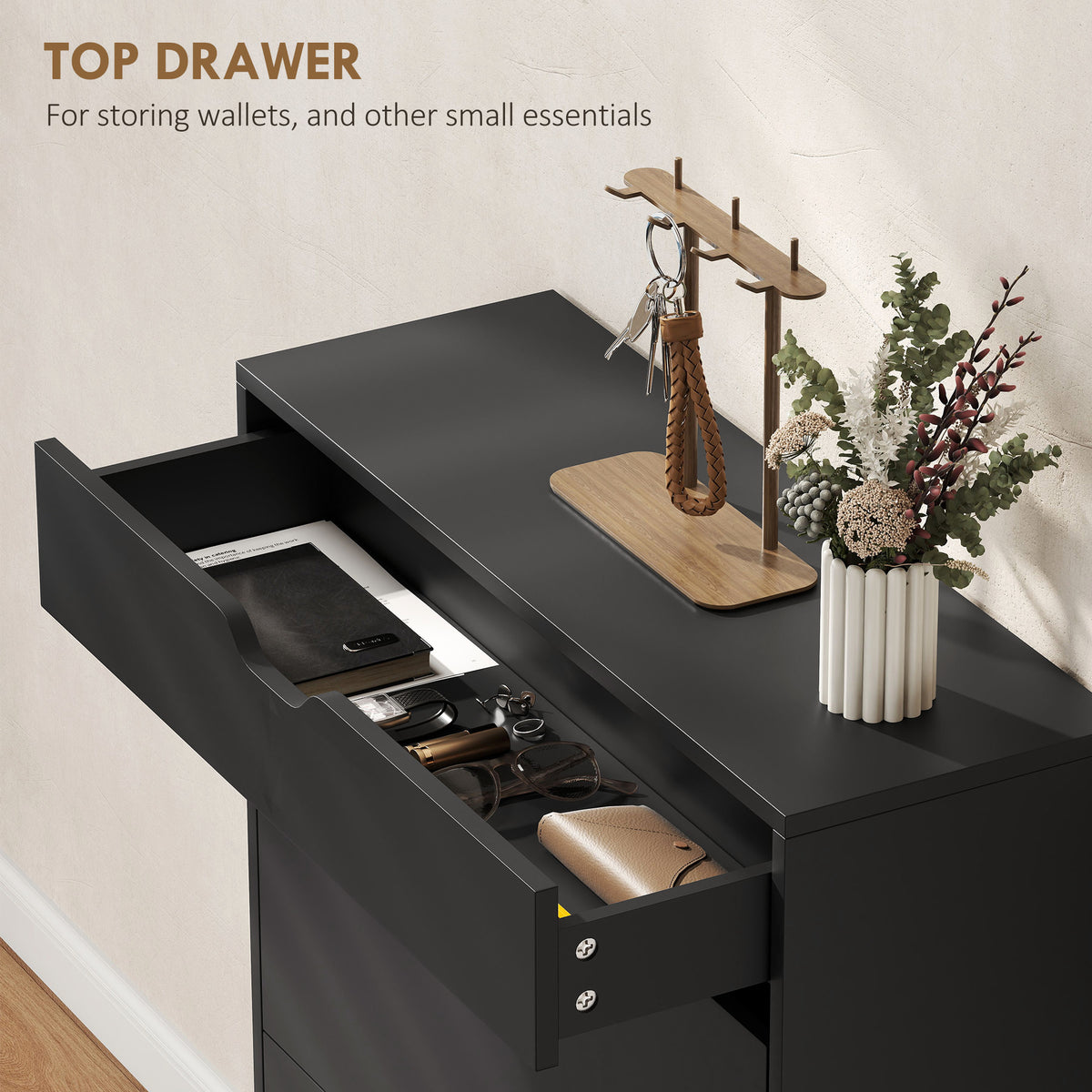 Narrow Shoe Cabinet for Entryway with 2 Flip Drawers, Top Drawer and Adjustable Shelves for 12 Pairs of – view 4