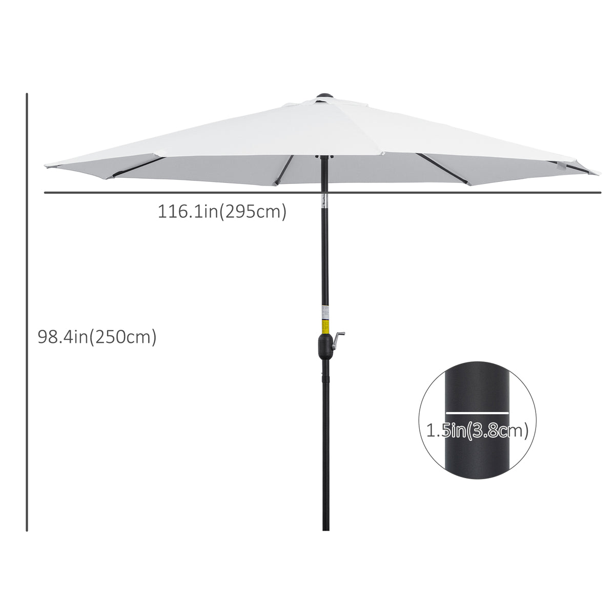 10' x 8' Round Market Umbrella, Patio Umbrella with Crank Handle and Tilt, Outdoor Parasol for Garden, Blue – view 58
