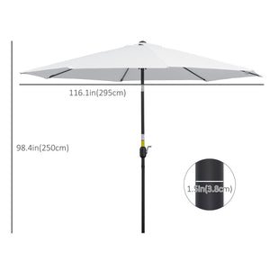 10' x 8' Round Market Umbrella, Patio Umbrella with Crank Handle and Tilt, Outdoor Parasol for Garden, Blue – view 58