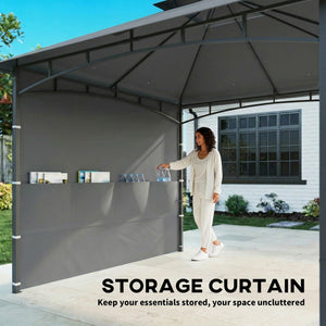 10' x 10' Patio Gazebo, Double Roof Outdoor Gazebo Canopy Shelter with Storage, Hook, Metal Frame, Dark Grey – view 4