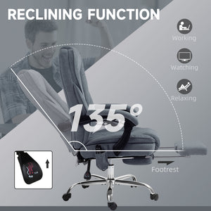 Massage Office Chair, Reclining Computer Chair with Adjustable Height and Footrest, Dark Grey