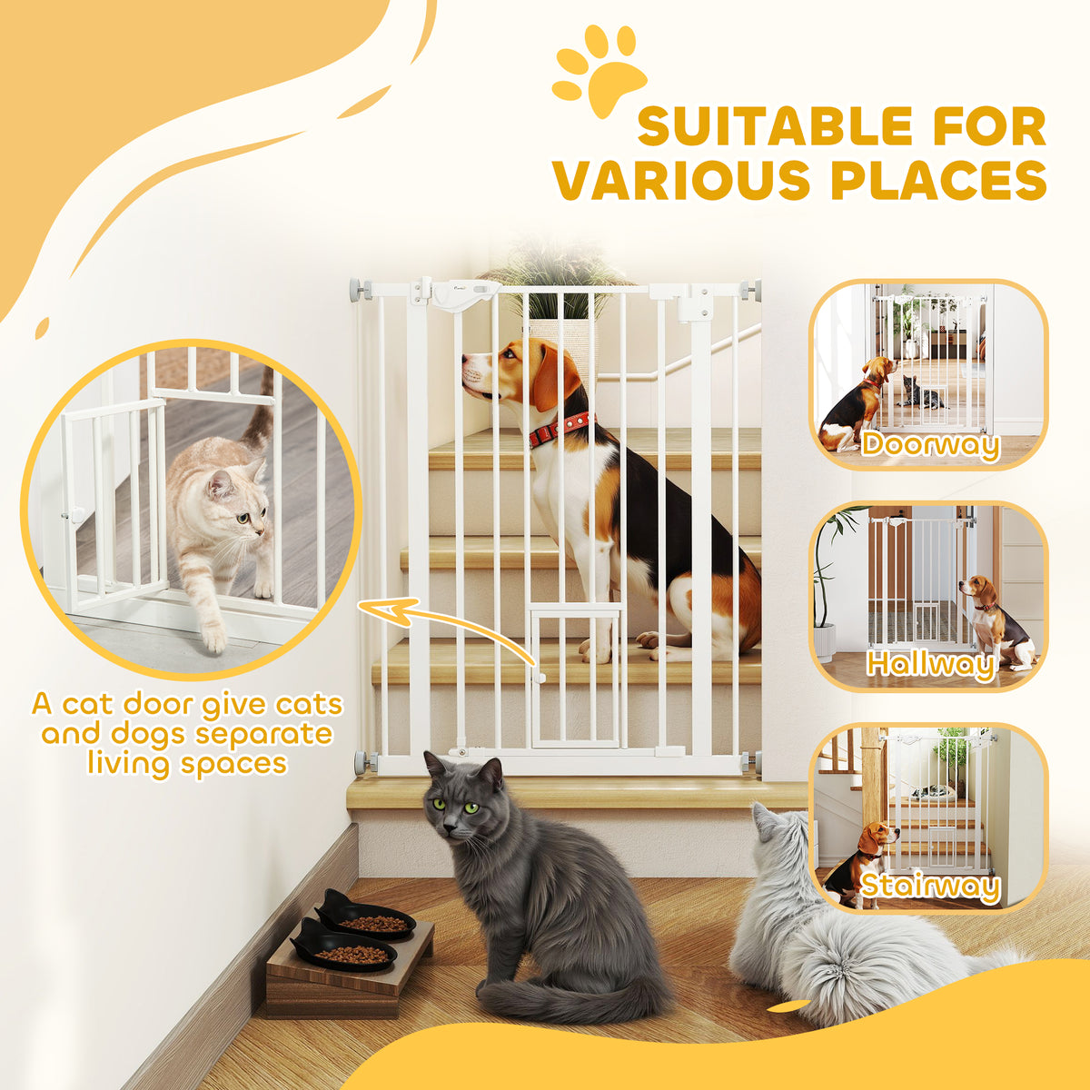 36" Easy Open Indoor Dog Gates for Doorways, House, Stair - White – view 6