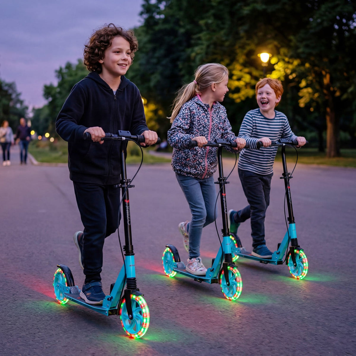 Kick Scooter for Kids Teens Adults Age 8+ Foldable Scooter with Large Light-up Wheels-Blue view 6
