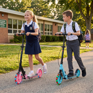 Kick Scooter for Kids Teens Adults Age 8+ Foldable Scooter with Large Light-up Wheels-Pink view 2