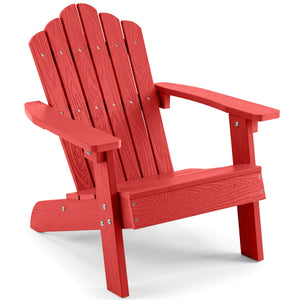 Kids Adirondack Chair All-weather Outdoor Chair for Children with Tilted High Backrest-Red