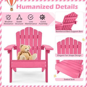 Kids Adirondack Chair All-weather Outdoor Chair for Children with Tilted High Backrest-Pink view 6