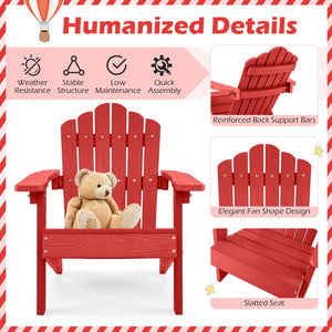 Kids Adirondack Chair All-weather Outdoor Chair for Children with Tilted High Backrest-Red view 6
