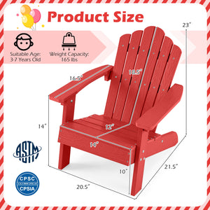Kids Adirondack Chair All-weather Outdoor Chair for Children with Tilted High Backrest-Red view 4