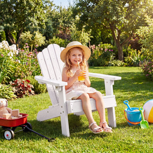 Kids Adirondack Chair All-weather Outdoor Chair for Children with Tilted High Backrest-White view 2