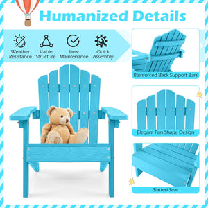 Kids Adirondack Chair All-weather Outdoor Chair for Children with Tilted High Backrest-Turqouise view 6