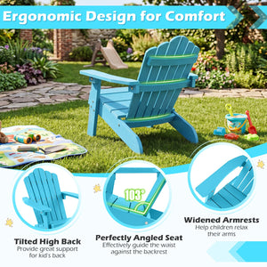 Kids Adirondack Chair All-weather Outdoor Chair for Children with Tilted High Backrest-Turqouise view 7