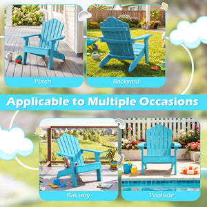 Kids Adirondack Chair All-weather Outdoor Chair for Children with Tilted High Backrest-Turqouise view 8