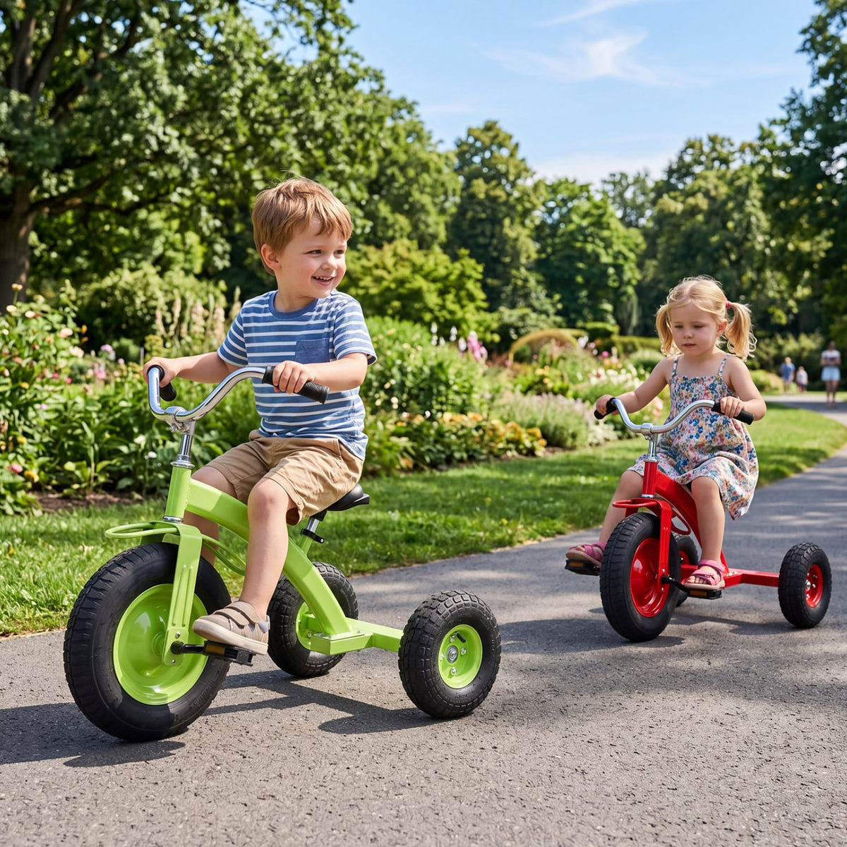 Kids Carbon Steel Bike with 15 Inch Inflatable Rubber Tires-Green view 2
