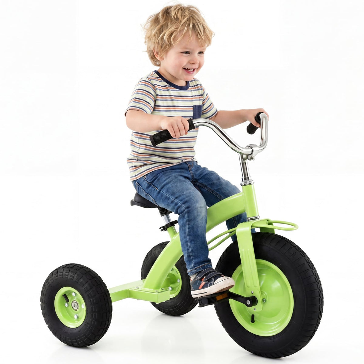 Kids Carbon Steel Bike with 15 Inch Inflatable Rubber Tires-Green view 4