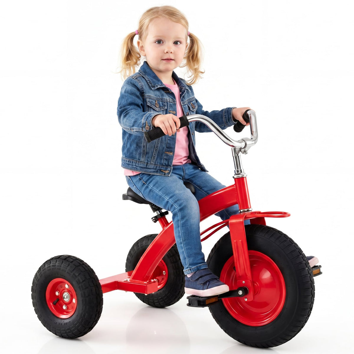 Kids Carbon Steel Bike with 15 Inch Inflatable Rubber Tires-Red view 4