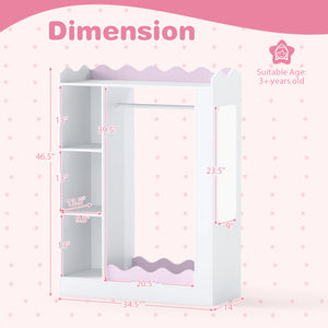 Kids Dress Up Storage with Mirrors and Hanging Rack and Shelves for Bedroom-Red view 5
