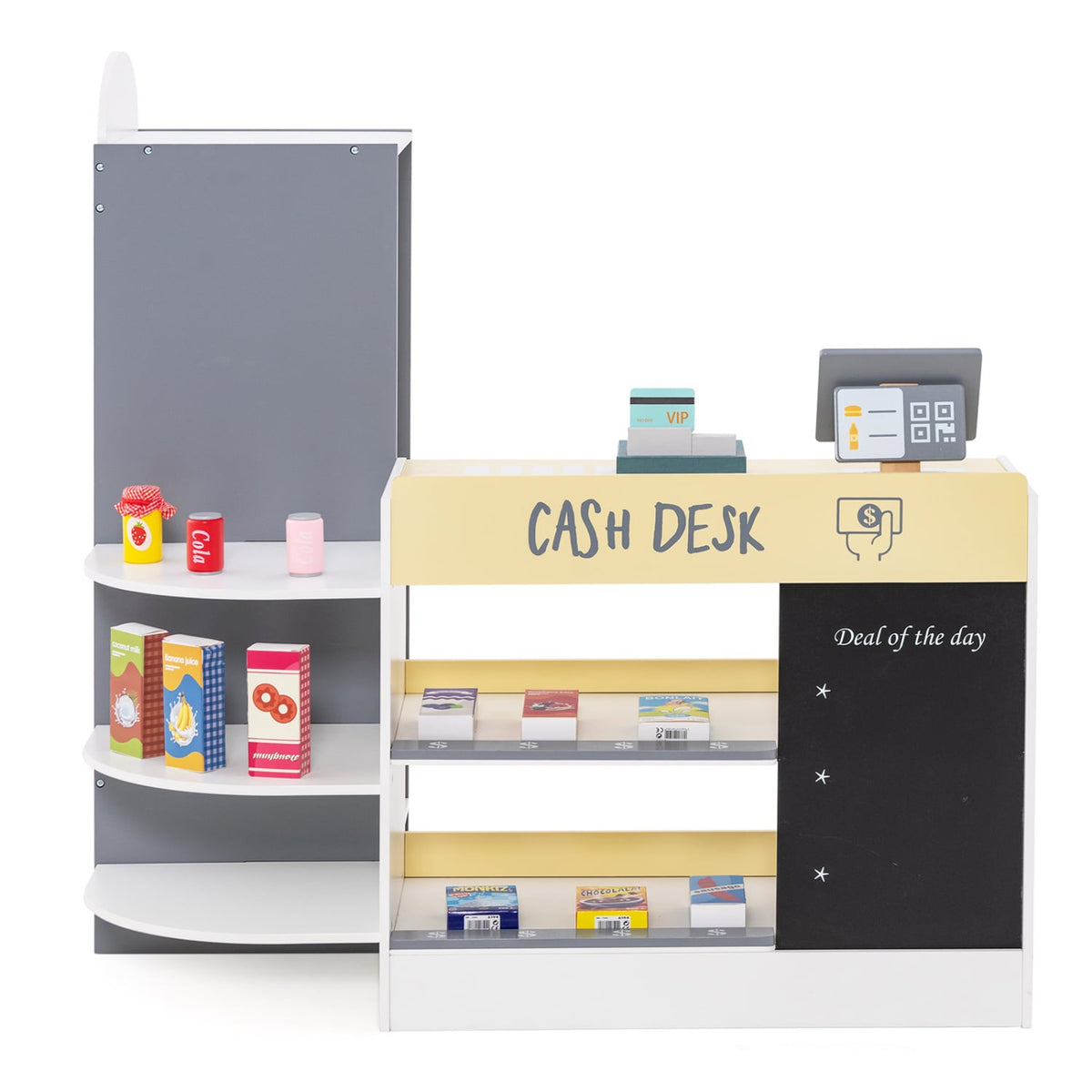 Kids Grocery Store Playset with Cash Register POS Machine-White view 4