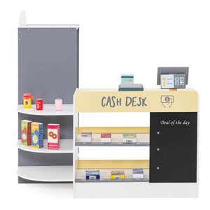 Kids Grocery Store Playset with Cash Register POS Machine-White view 4