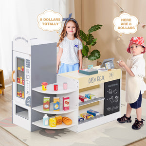 Kids Grocery Store Playset with Cash Register POS Machine-White view 7