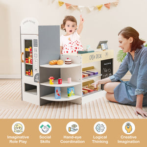 Kids Grocery Store Playset with Cash Register POS Machine-White view 8