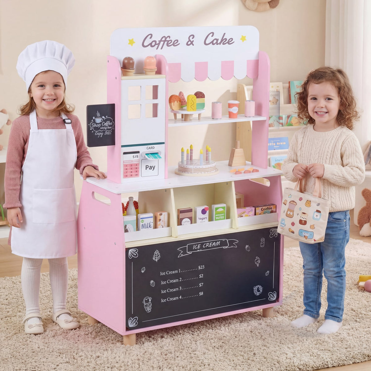 Kids Ice Cream Shop with 27 Accessories and Ice Cream Machine for Ages 3+-Pink view 7