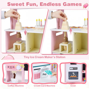Kids Ice Cream Shop with 27 Accessories and Ice Cream Machine for Ages 3+-Pink view 9