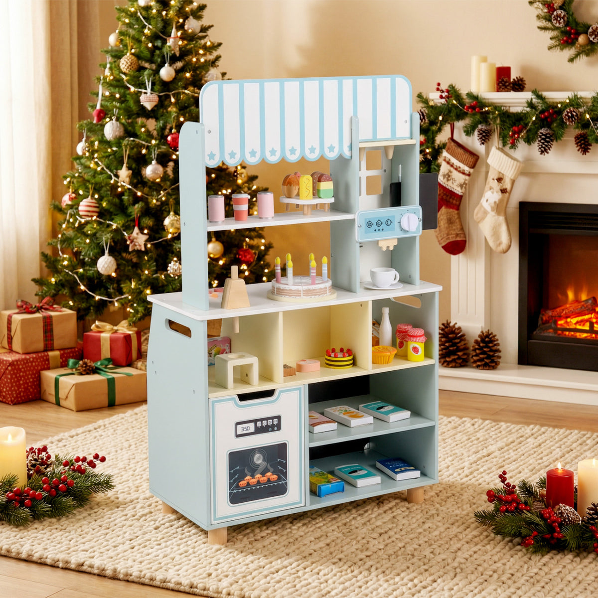Kids Ice Cream Shop with 27 Accessories and Ice Cream Machine for Ages 3+-Blue view 2