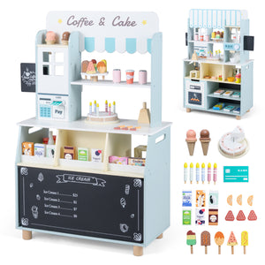 Kids Ice Cream Shop with 27 Accessories and Ice Cream Machine for Ages 3+-Blue view 4