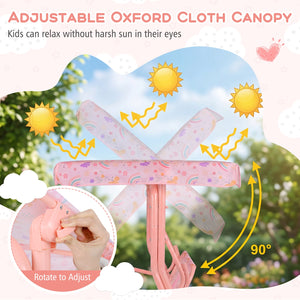 Kids Patio Swing 2-Seater Outdoor Porch Swing Lounge Chair with Adjustable Canopy-Pink view 6