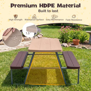 Kids Picnic Table with Benches Seats up to 4-Brown view 9
