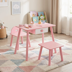 Kids Pretend Nail Salon Playset with Wooden Toddlers Makeup - Pink view 2