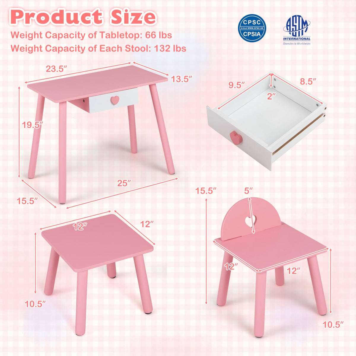 Kids Pretend Nail Salon Playset with Wooden Toddlers Makeup - Pink view 5