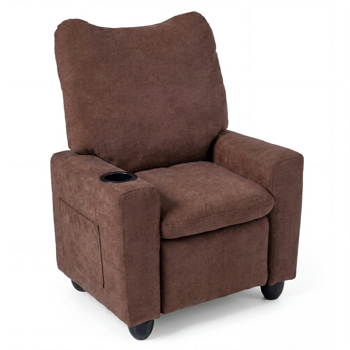 Kids Recliner Toddler Single Sofa with Adjustable Footrest and Cup Holder-Brown