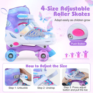 Kids Roller Skates for Toddlers Ages 7-9 with 4 Light up Wheels-Blue view 6
