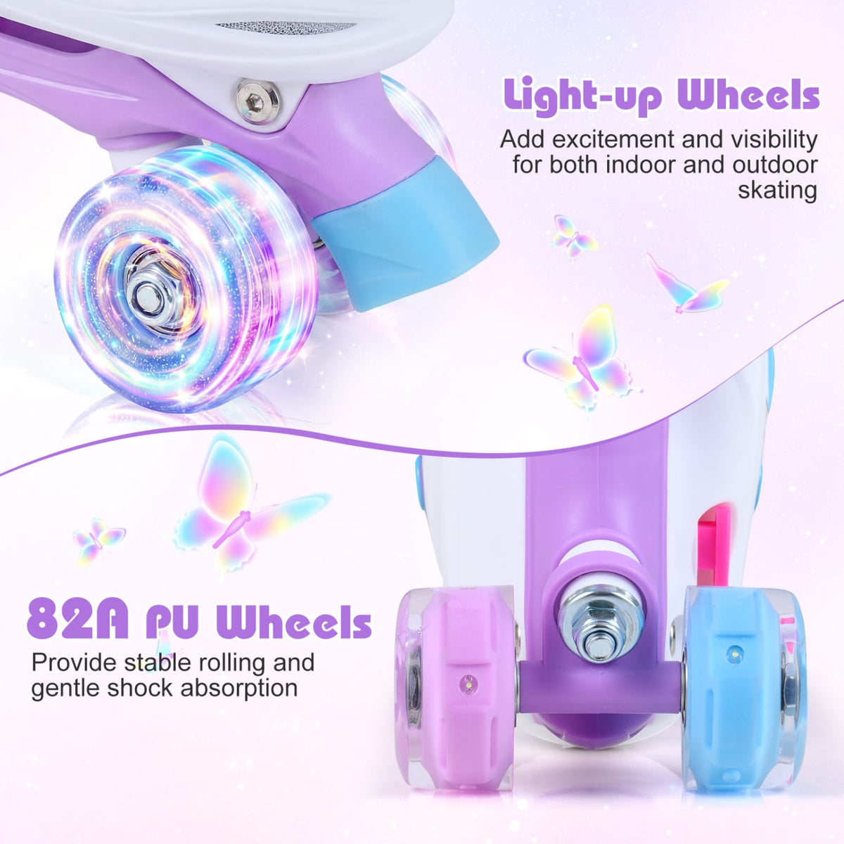 Kids Roller Skates for Toddlers Ages 7-9 with 4 Light up Wheels-Blue view 7
