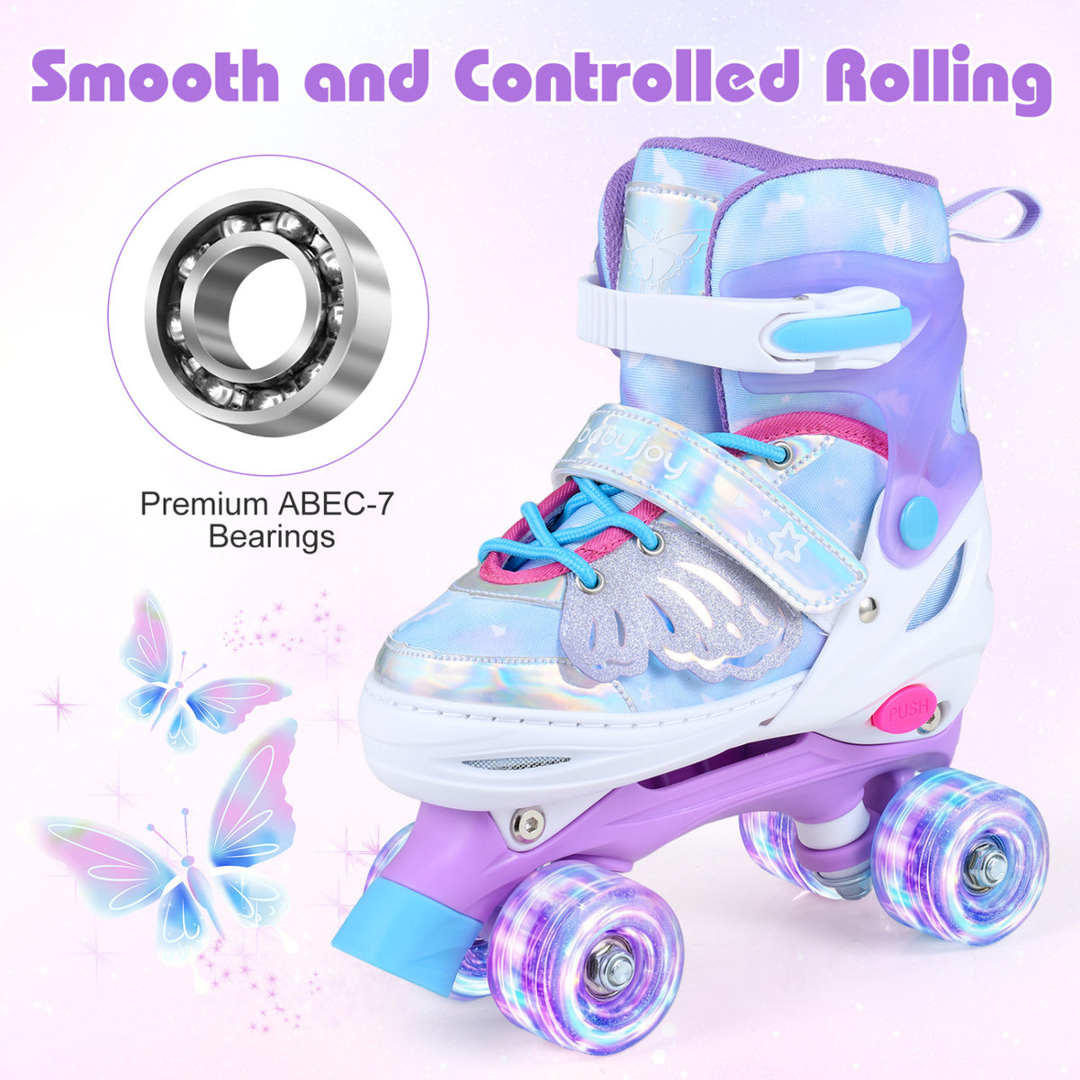 Kids Roller Skates for Toddlers Ages 7-9 with 4 Light up Wheels-Blue view 8