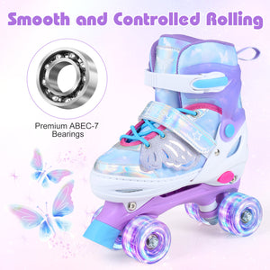 Kids Roller Skates for Toddlers Ages 7-9 with 4 Light up Wheels-Blue view 8