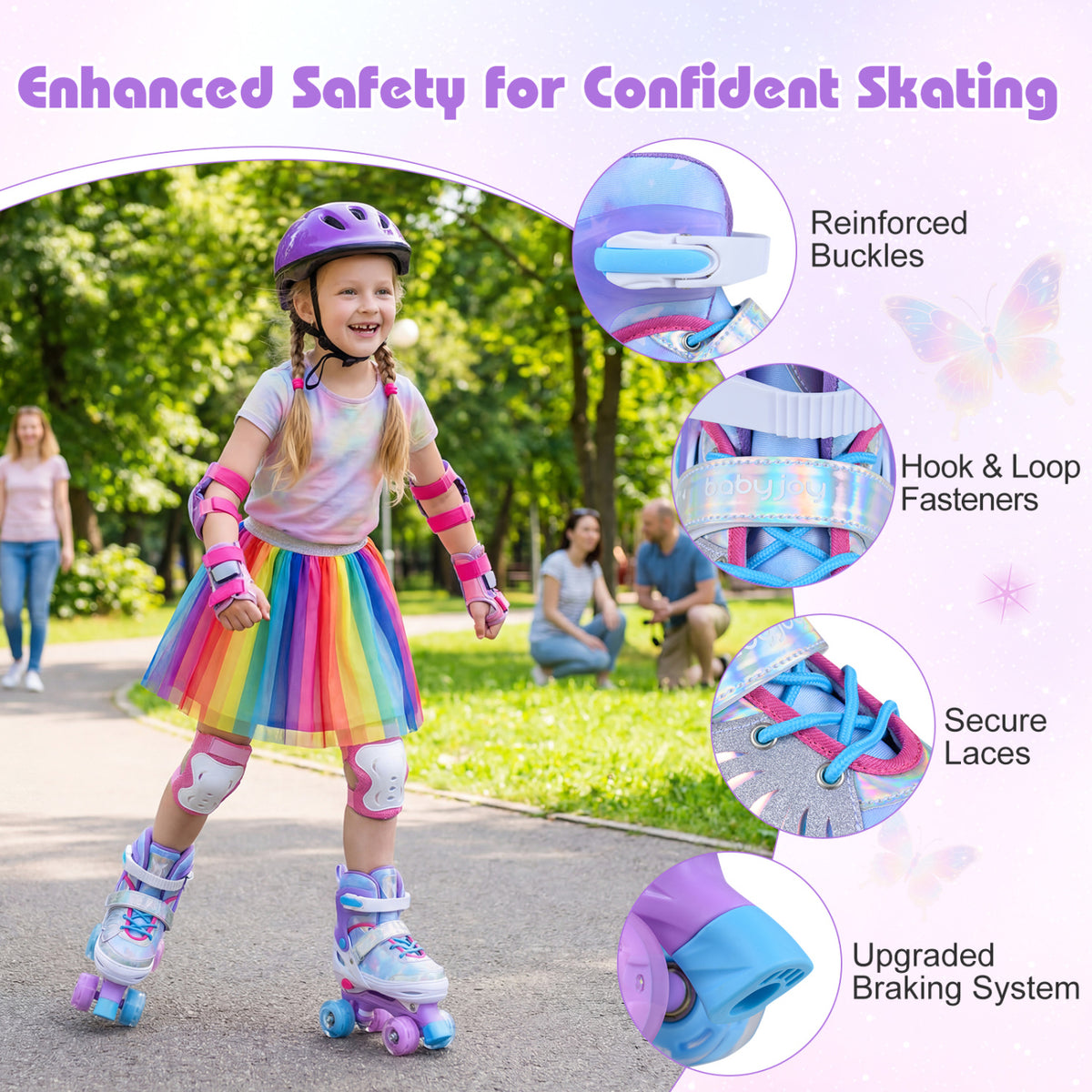 Kids Roller Skates for Toddlers Ages 7-9 with 4 Light up Wheels-Blue view 9