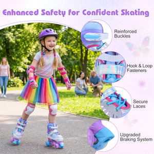 Kids Roller Skates for Toddlers Ages 7-9 with 4 Light up Wheels-Blue view 9