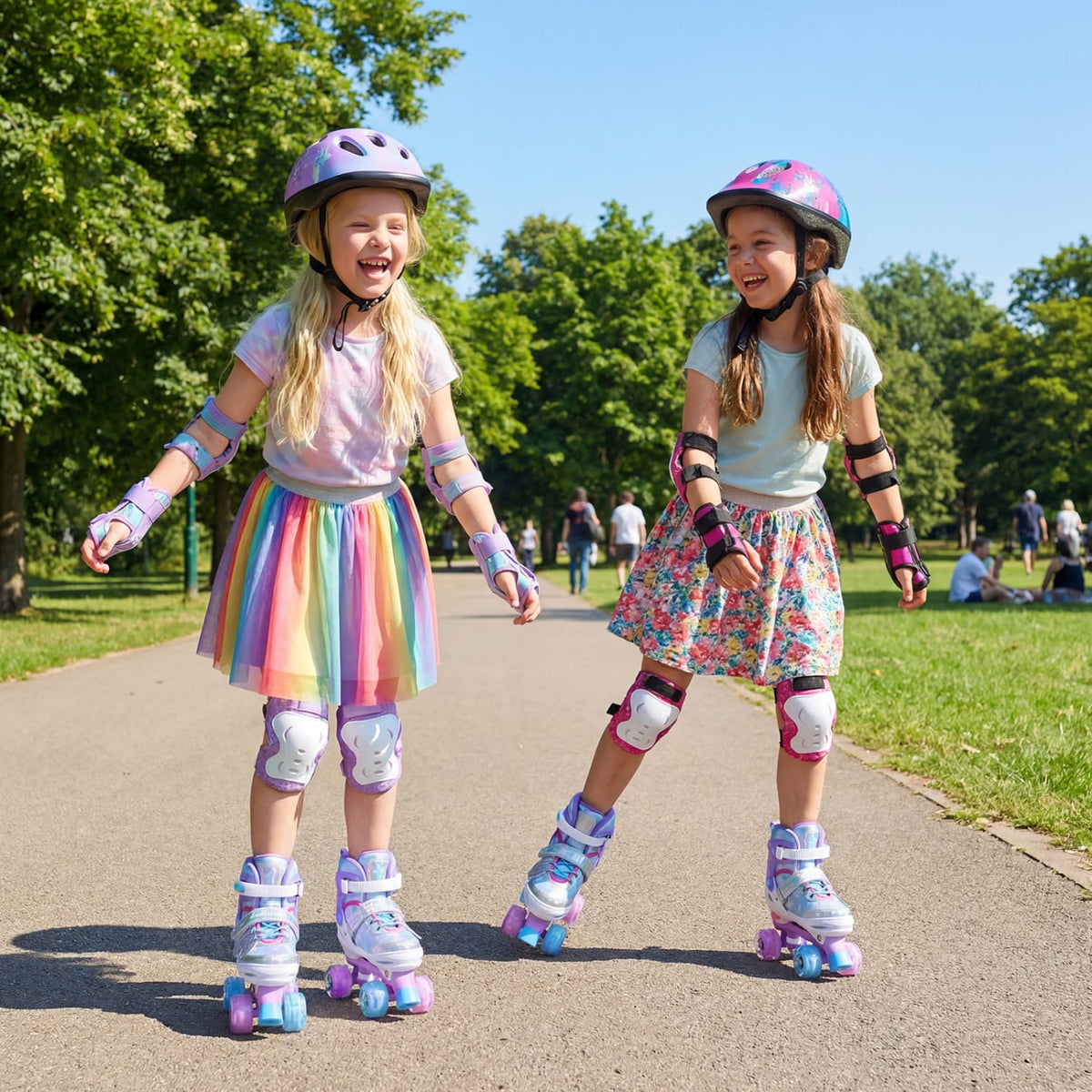 Kids Roller Skates for Toddlers Ages 7-9 with 4 Light up Wheels-Blue view 3