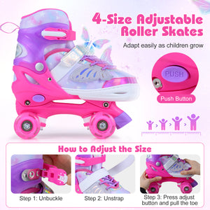 Kids Roller Skates for Toddlers Ages 7-9 with 4 Light up Wheels-Pink view 6