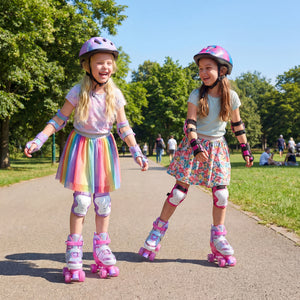 Kids Roller Skates for Toddlers Ages 7-9 with 4 Light up Wheels-Pink view 3
