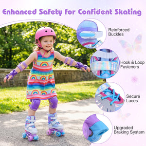 Kids Roller Skates for Toddlers Ages 5-7 with 4 Light-up Wheels-Blue view 9