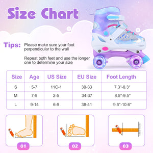 Kids Roller Skates for Toddlers Ages 5-7 with 4 Light-up Wheels-Blue view 5