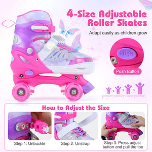Kids Roller Skates for Toddlers Ages 5-7 with 4 Light-up Wheels-Pink view 6